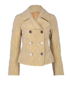 Burberry Quilted Double Breasted Short Jacket, Poly, Beige, Sz S, 3*