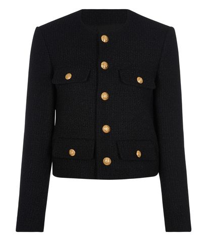 Celine Boxy Buttoned Tweed Jacket, front view