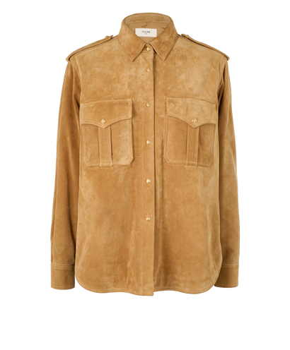 Celine Button Up Jacket, &pound;1,100, Clothing, Tan, Leather, Front view