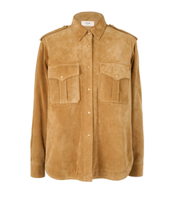 Celine Button Up Jacket, Leather, Tan, Sz M, 2*