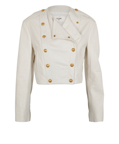 Celine Double Breasted Short Jacket, &pound;550, Clothing, White, Leather, Front view