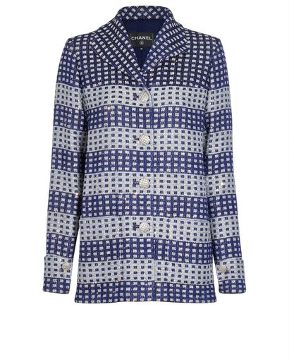 Chanel Glitter Tweed Long Base Jacket, front view
