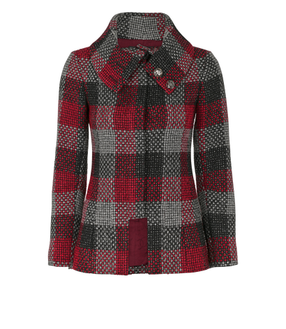 Chanel Tweed Jacket, &pound;1,100, Clothing, Black/Grey/Red, Wool, Front view