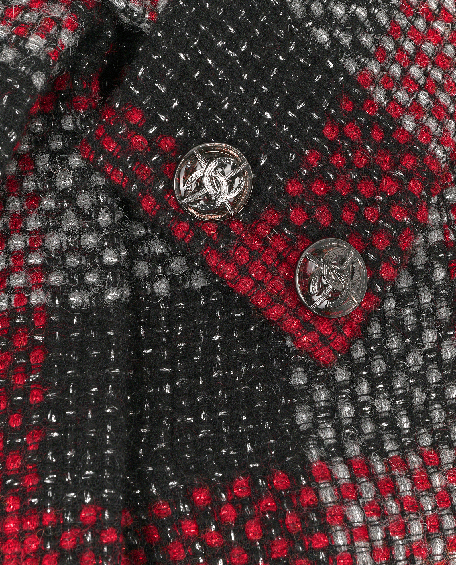 Chanel Tweed Jacket, &pound;1,100, Clothing, Black/Grey/Red, Wool, Other view