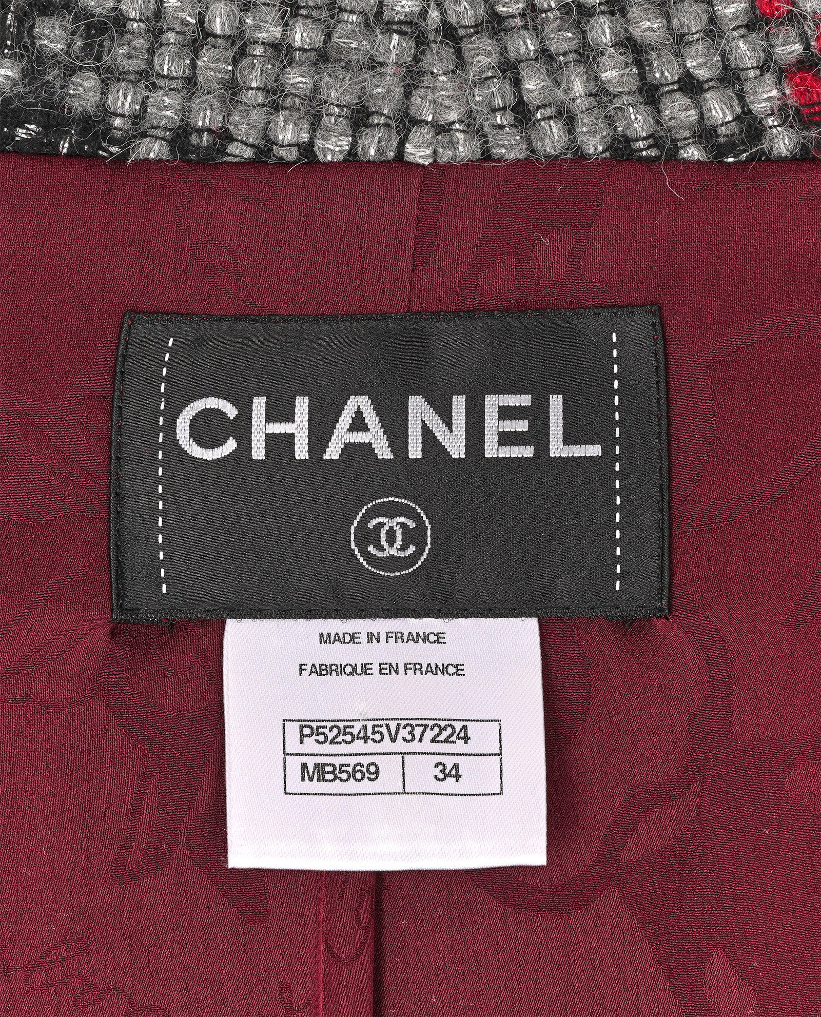 Chanel Tweed Jacket, &pound;1,100, Clothing, Black/Grey/Red, Wool, Other view