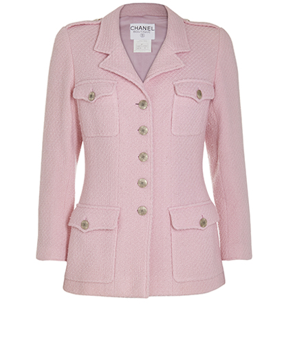 Chanel Woven Single Breasted Pockets 1998 Jacket, &pound;960, Clothing, Pink, Alpaca Wool/Wool, Front view