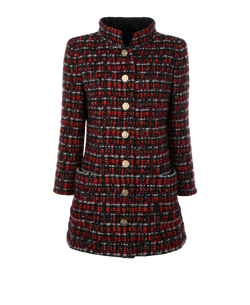 Chanel Metallic Effect Tweed Jacket, Poly/Wool, Red/Blue, UK14, 3*