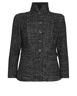 Chanel 2002 Boucle Weave CC Button Jacket, Nylon/Wool,Black/White,UK 16, 3