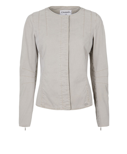 Chanel Button Up Jacket, &pound;350, Clothing, Beige, Cotton, Front view