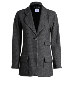 Chanel C14 Dogtooth Blazer Jacket, Wool, Black/White, UK8, 2*