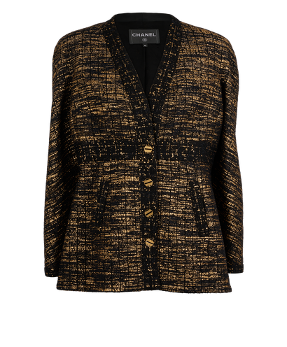 Chanel Tweed Jacket, &pound;1,800, Clothing, Black/Gold, Wool, Front view