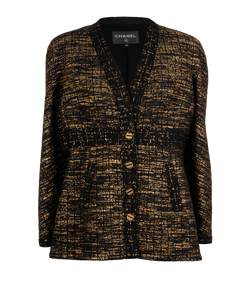 Chanel Tweed Jacket, Wool, Gold/ Black, UK14, 3*