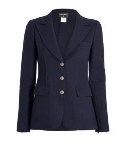 Chanel 08A Single Breasted Jacket, Wool, Navy, UK8, 3*