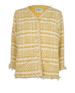 Chanel Tweed Blazer, Wool, Yellow, UK20, 2*