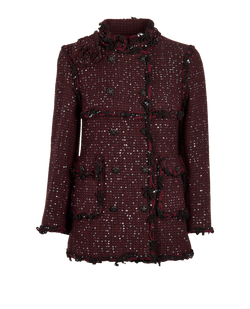 Chanel 07A Sequins Tweed Jacket, Wool, Burgundy, UK10, 3*