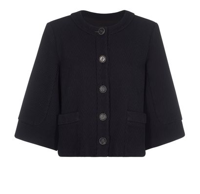 Chanel Button Up Black Cropped Jacket, front view