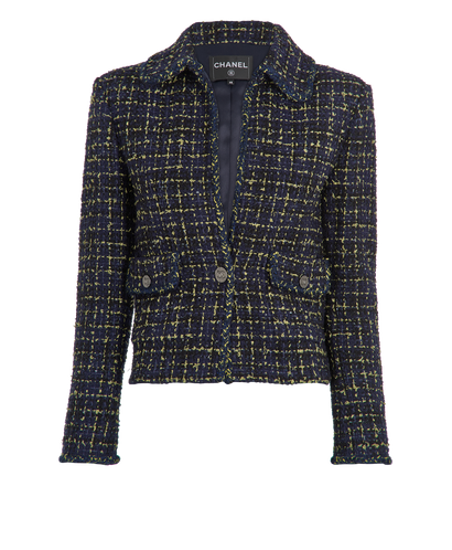 Chanel 22B Tweed Jacket, &pound;1,800, Clothing, Navy, Acrylic Plastic/Cotton/Wool, Front view