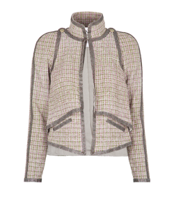 Chanel Embellished Trim Tweed Jacket, Cotton/Poly, Pink/Green, UK 6, 3*
