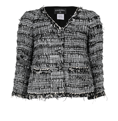 Chanel Fringed Jacket, &pound;850, Clothing, Black/White, Cotton/Viscose, Front view
