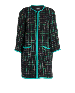 Chanel Tweed Long Coat, Cotton, Green/Black, UK12, 3*