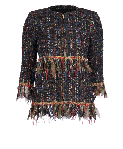 Chanel Paris Cosmopolite 2017 Zipped Jacket, &pound;2,100, Clothing, Black/Blue/Red, Tweed, Front view