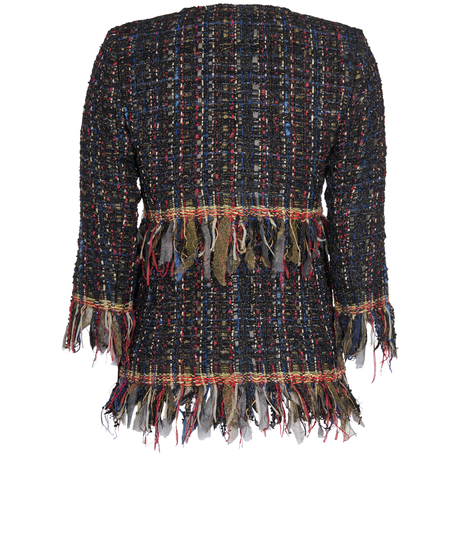 Chanel Paris Cosmopolite 2017 Zipped Jacket, &pound;2,100, Clothing, Black/Blue/Red, Tweed, Back view