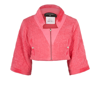Chanel Floral Terry-Cloth Cropped Jacket, &pound;550, Clothing, Pink, Cotton, Front view
