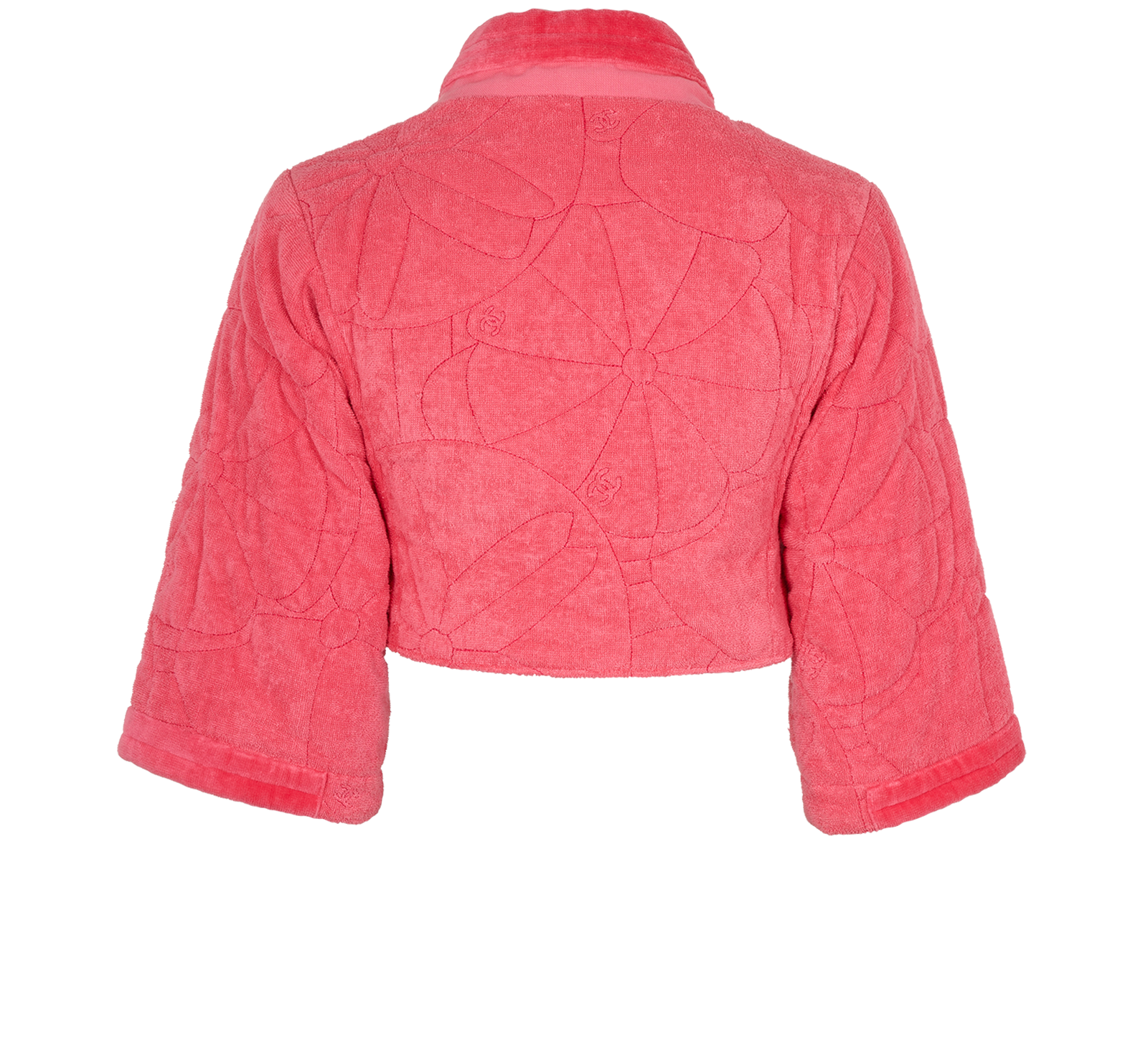 Chanel Floral Terry-Cloth Cropped Jacket, &pound;550, Clothing, Pink, Cotton, Back view