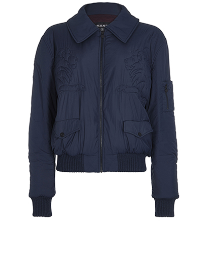 Chanel CC Detail Quilted Bomber Jacket, front view