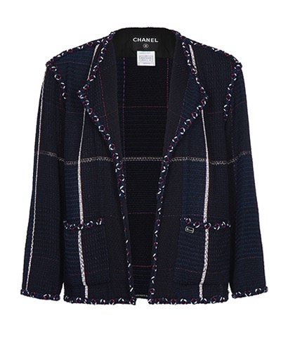 Chanel 2007 Open Front Jacket, &pound;700, Clothing, Black/Blue, Cotton/Wool, Front view