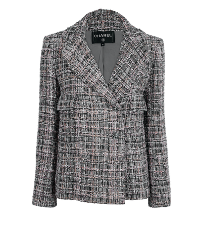 Chanel Tweed Jacket, &pound;1,200, Clothing, Grey/Pink, Cotton, Front view
