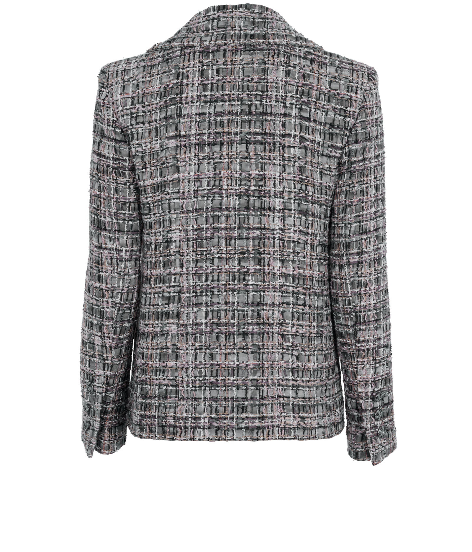 Chanel Tweed Jacket, &pound;1,200, Clothing, Grey/Pink, Cotton, Back view