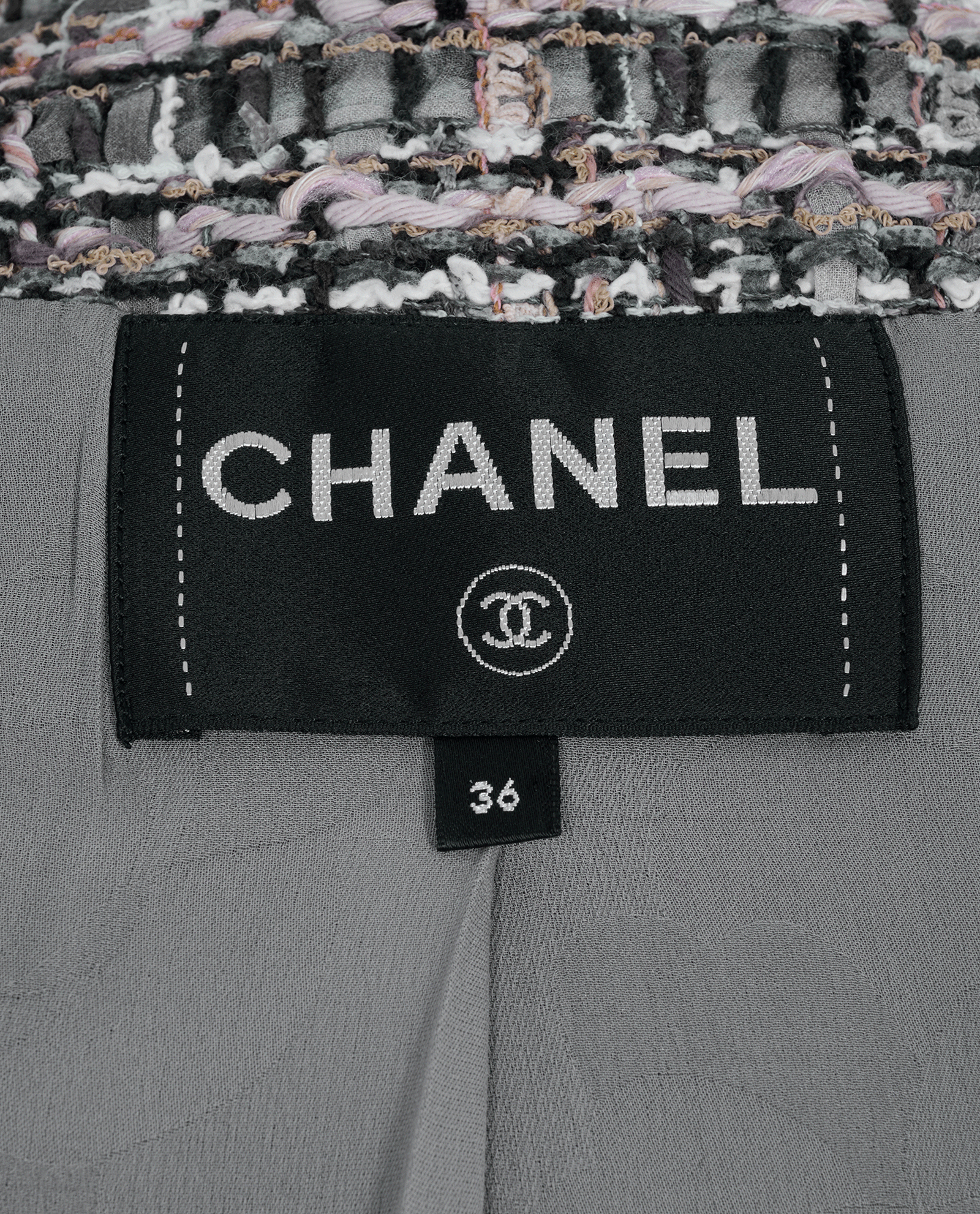 Chanel Tweed Jacket, &pound;1,200, Clothing, Grey/Pink, Cotton, Other view