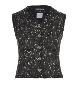 Chanel Speckled Sleeveless Jacket, Wool, Brown, UK10, 3*