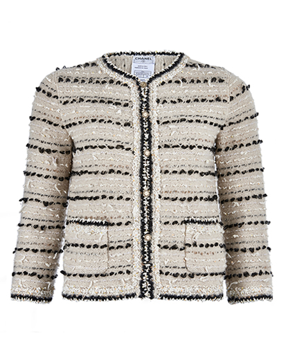 Chanel Tweed Jacket, &pound;495, Clothing, Beige, Wool, Front view