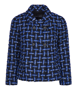 Chanel Boucle Jacket, Cotton, Black/Blue, UK 10, 3