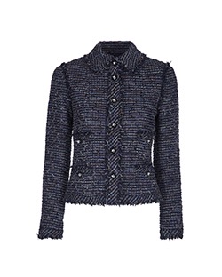 Chanel Star Button Boucle Jacket, Wool Mix, Blue/Purple, UK 12