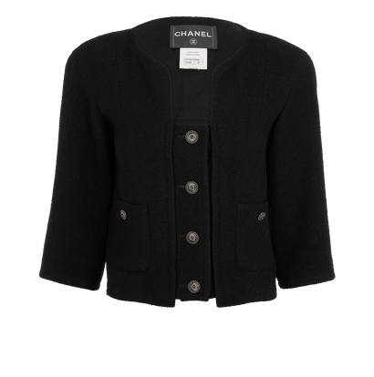 Chanel Cropped Jacket, &pound;750, Clothing, Black, Wool, Front view