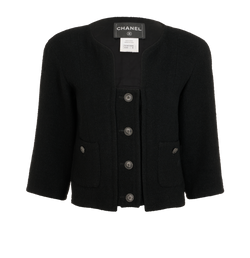 Chanel Cropped Jacket, Wool Mix, Black, UK8, 2*
