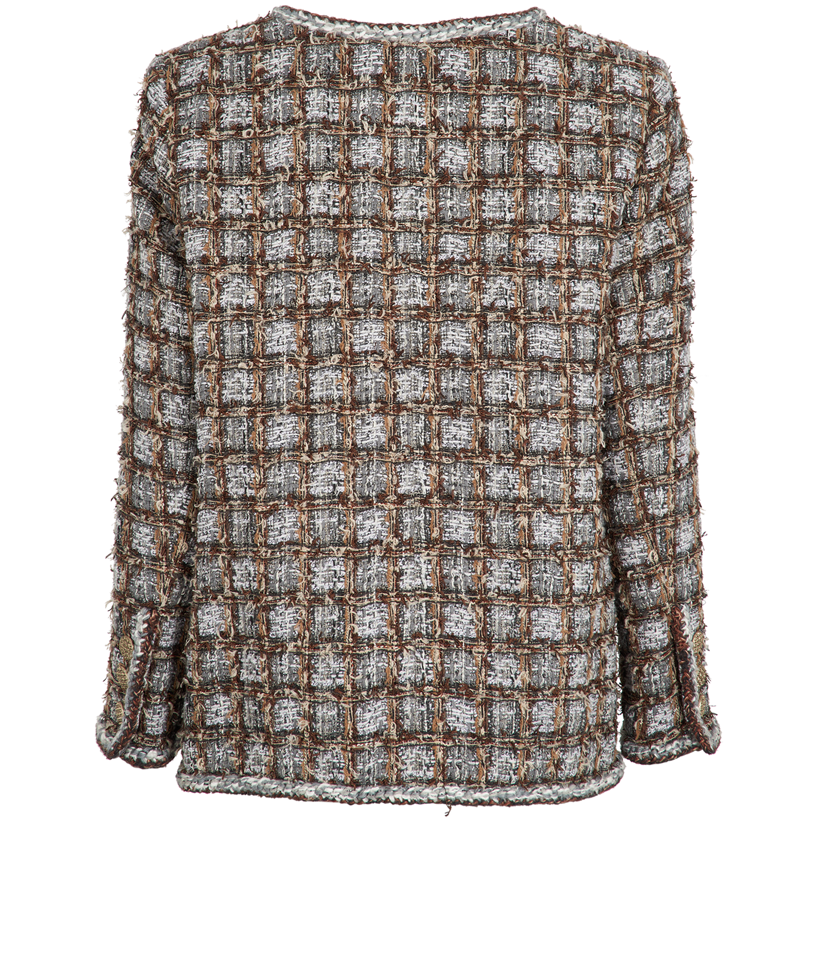 Chanel Tweed Jacket, &pound;2,500, Clothing, Brown/Grey/White, Acrylic Plastic/Cotton, Back view