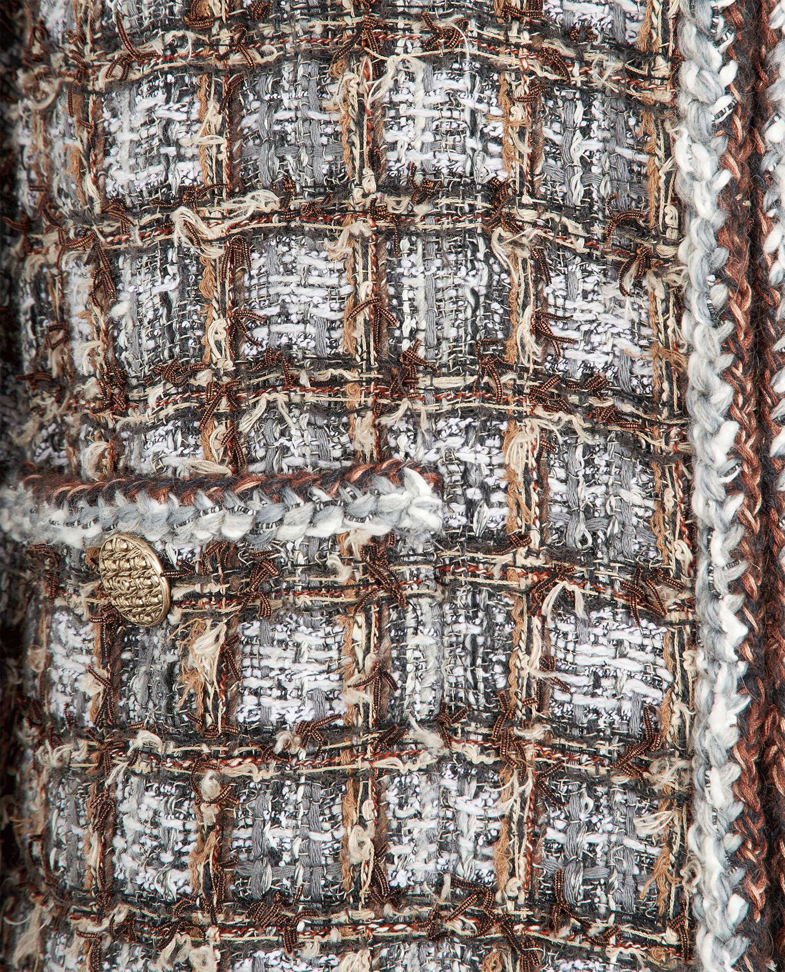 Chanel Tweed Jacket, &pound;2,500, Clothing, Brown/Grey/White, Acrylic Plastic/Cotton, Other view