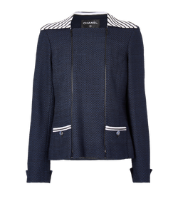 Chanel 17P Zipped Jacket, Cotton/Polyester, Navy/Black, UK12, 3*