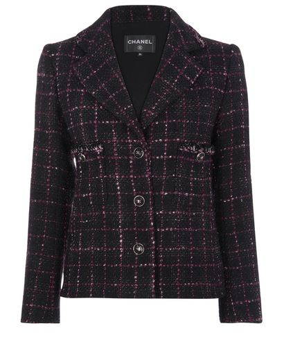 Chanel Tweed Front Pocket Jacket, £1,910, Clothing, Black/Purple, Tweed/Viscose, Front view