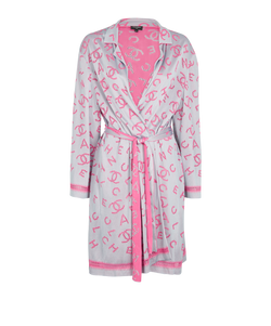 Chanel 2020 Cruise Coco Express Kimono, Viscose, Pink/Grey, UK12, 2*