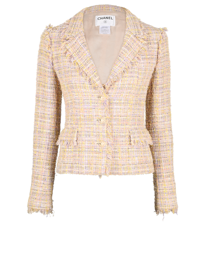 Chanel 04P Tweed Jacket, &pound;795, Clothing, Pink/Yellow, Cotton, Front view