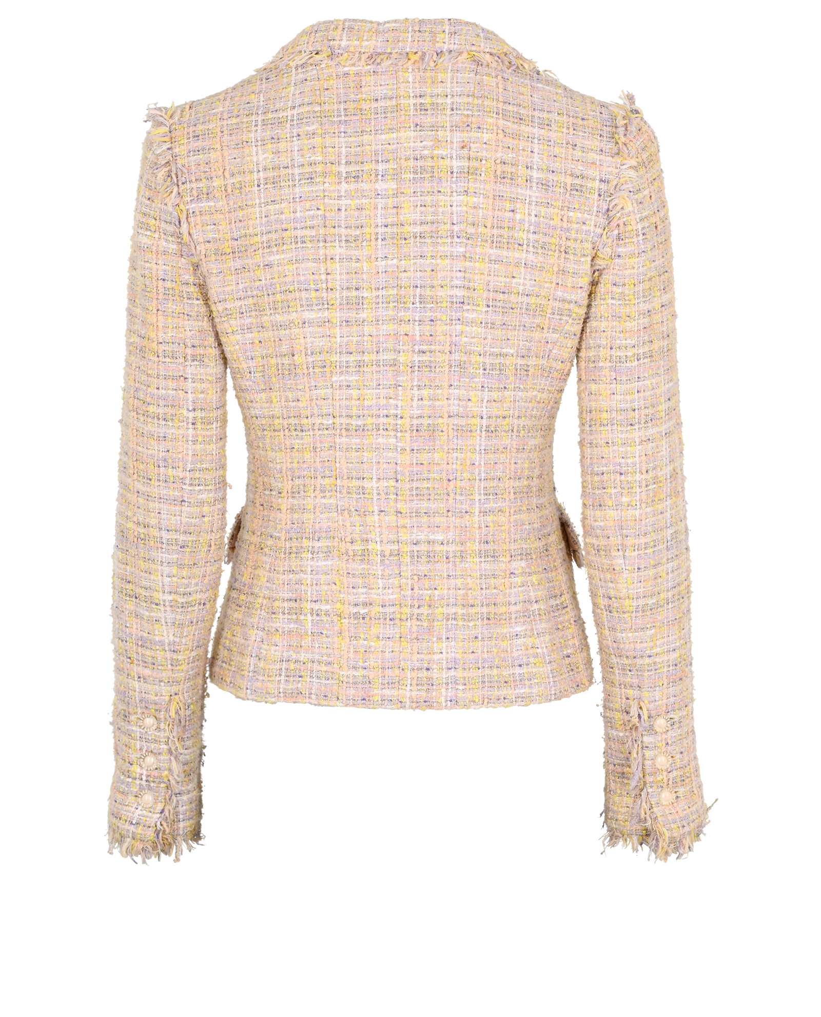 Chanel 04P Tweed Jacket, &pound;795, Clothing, Pink/Yellow, Cotton, Back view