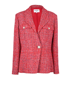 Chanel 19P Tweed Jacket, Cotton/Acrylic, Red, UK18, 3*