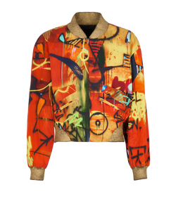 Chanel Graffiti Bomber Jacket, Cotton, Orange/Gold, UK12, 3*