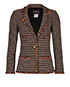 Chanel Striped Boucle Jacket, &pound;780, Clothing, Black/Blue/Gold/Red, Cotton/Nylon (Polymer), Front view