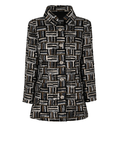 Chanel Tweed Jacket, £1,900, Clothing, Black/Blue/White, Cotton/Viscose, Front view
